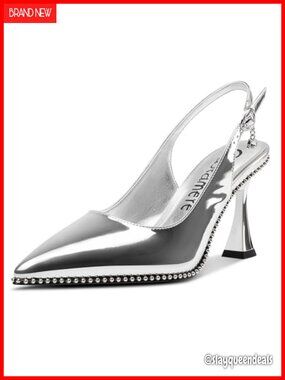 Slingback Kitten Heels Closed Pointed Toe Beaded Formal Dress Pumps
